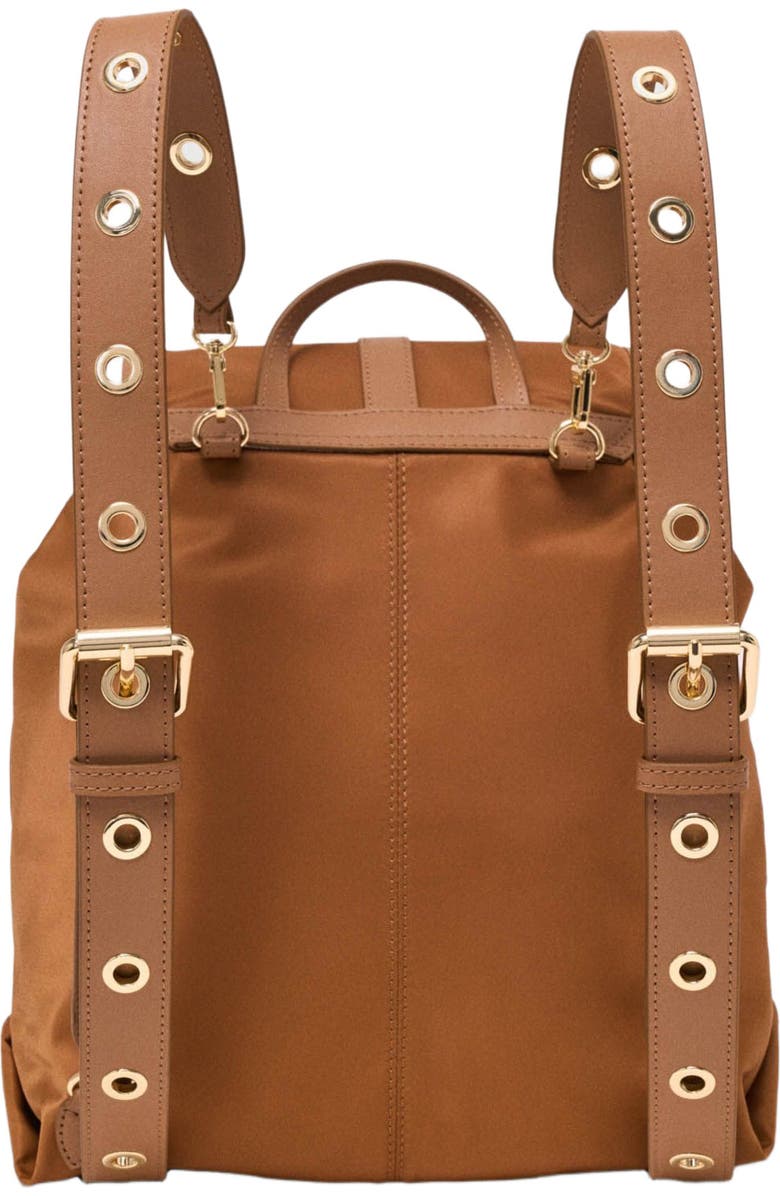 maje Leather and nylon backpack, Alternate, color, Camel
