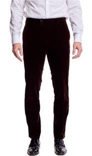 PAISLEY & GRAY Sloane Mid Rise Slim Fit Velvet Tuxedo Pants