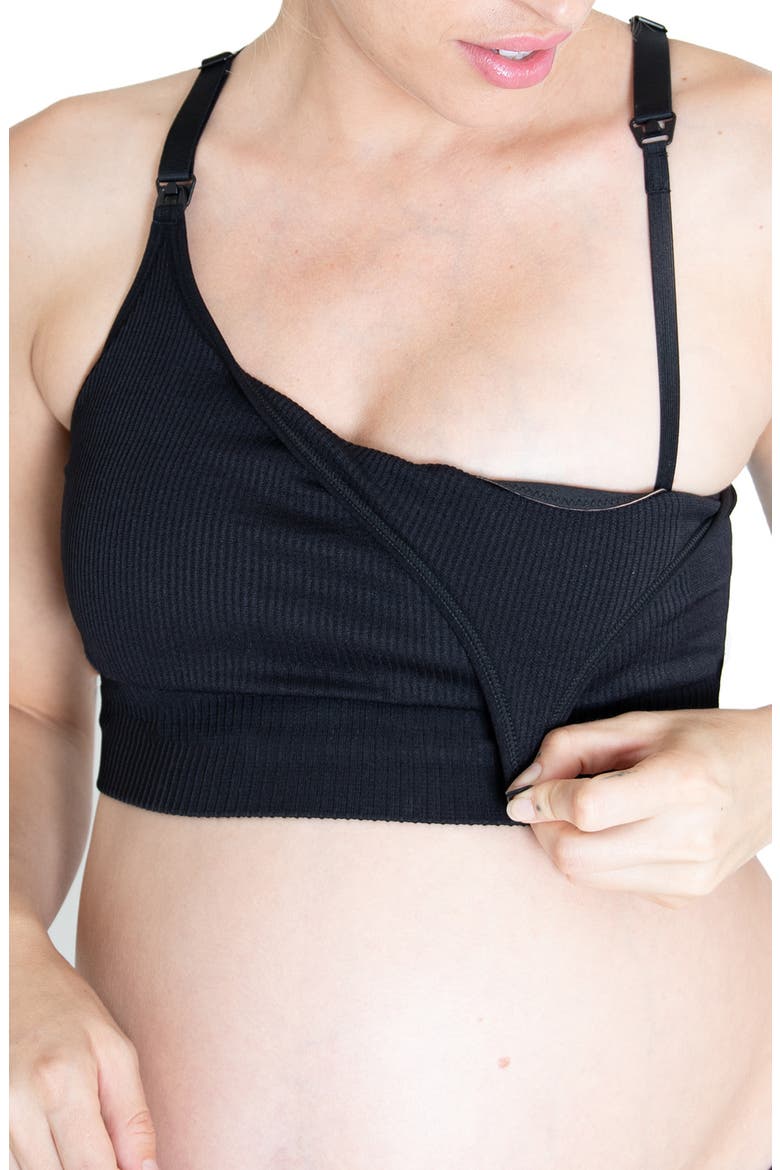 Ingrid & Isabel® Seamless Active Maternity/Nursing Bra, Alternate, color, BLACK