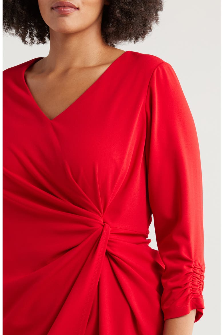 Side Knot Crepe Dress, Alternate, color, CRIMSON