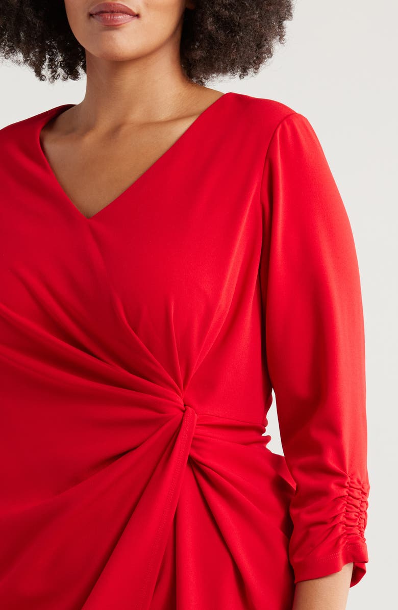 Tahari ASL Side Knot Crepe Dress, Alternate, color, 