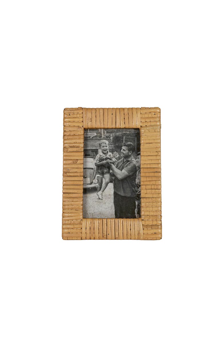 Foreside Home and Garden 4X6 Inch Wrapped Rattan Picture Frame with MDF & Glass, Main, color, Brown