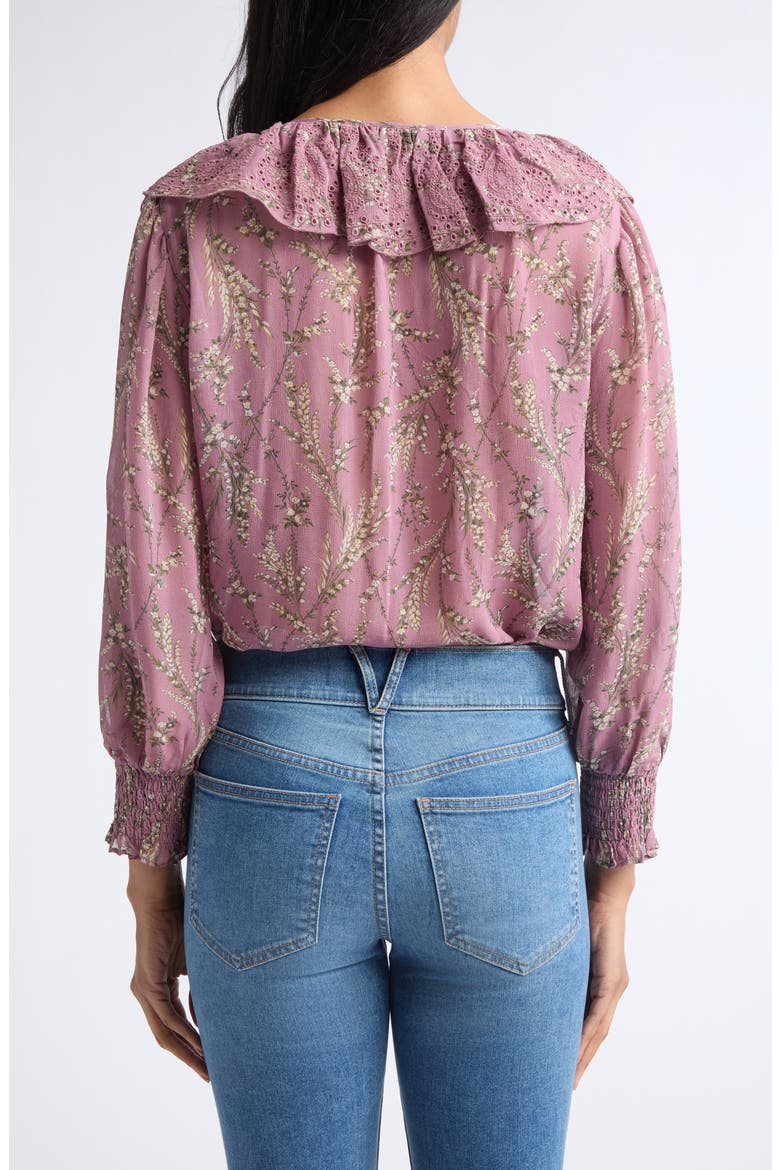 Hewitts Ruffle Pintuck Shirt, Alternate, color, ORCHID HAZE MULTI