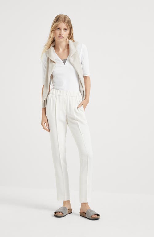 Brunello Cucinelli Pant Pleated Design Acetate Blend In Vanilla