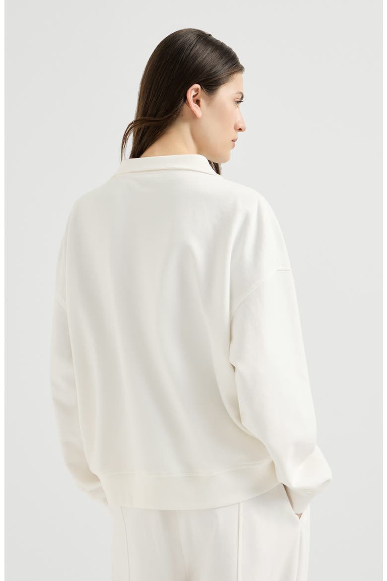 Cotton smooth French terry sweatshirt with logo, Alternate, color, White