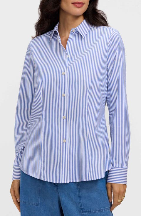 Dianna Stripe Cotton Button-Up Shirt