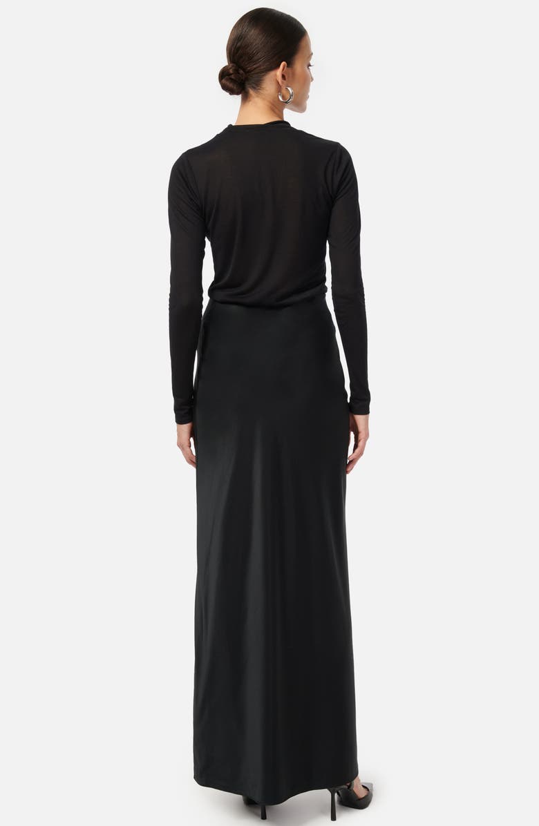 CAMI NYC Slit Hem Stretch Silk Charmeuse Maxi Skirt, Alternate, color, Black