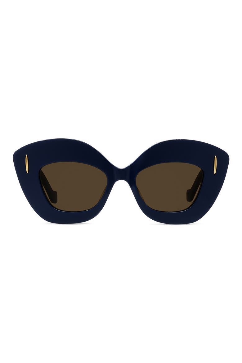 Anagram 48mm Small Cat Eye Sunglasses, Main, color, NAVY / BROWN