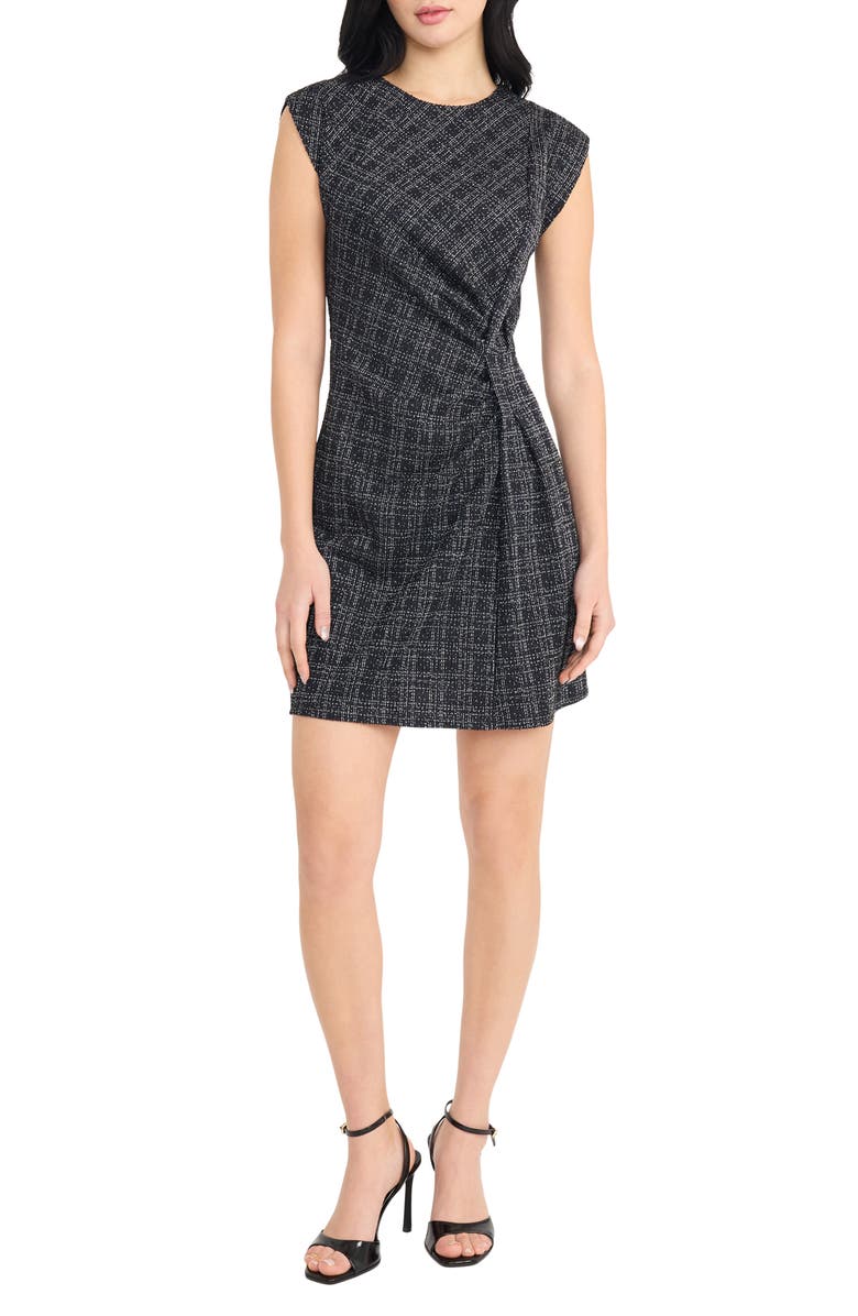 DONNA MORGAN FOR MAGGY Plaid Cap Sleeve Minidress, Main, color, Navy/ Silver