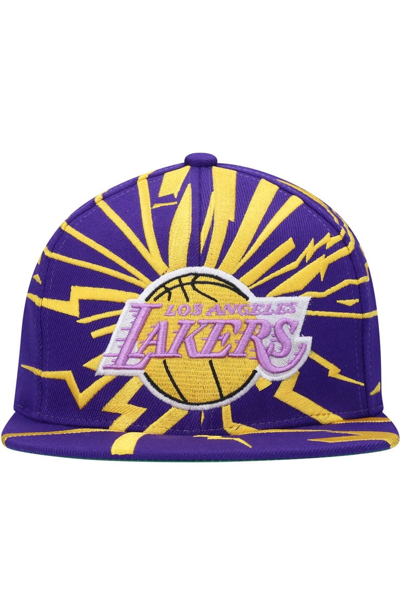 Mitchell & Ness Men's Mitchell & Ness Purple Los Angeles Lakers Hardwood Classics Earthquake Snapback Hat, Alternate, color, 