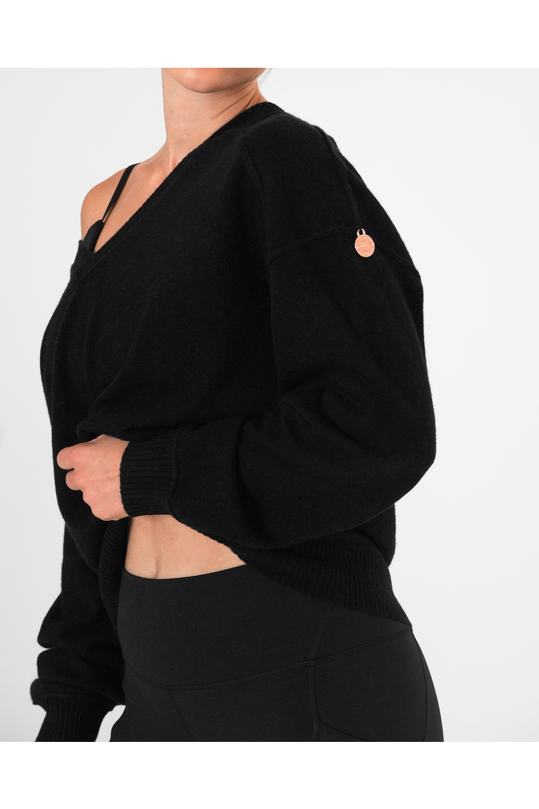 Nora V-Neck Cashmere Sweater, Alternate, color, Black