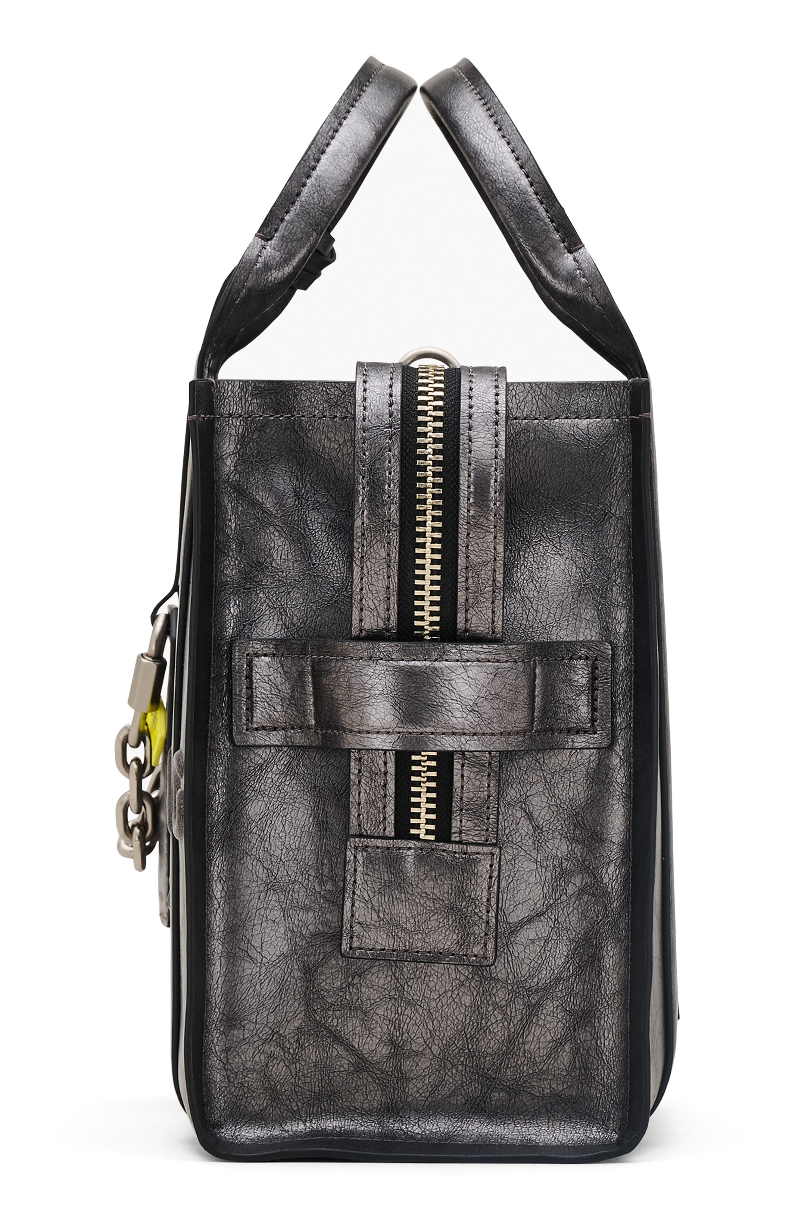Marc Jacobs The Metallic Distressed Leather Medium Tote, Alternate, color, 