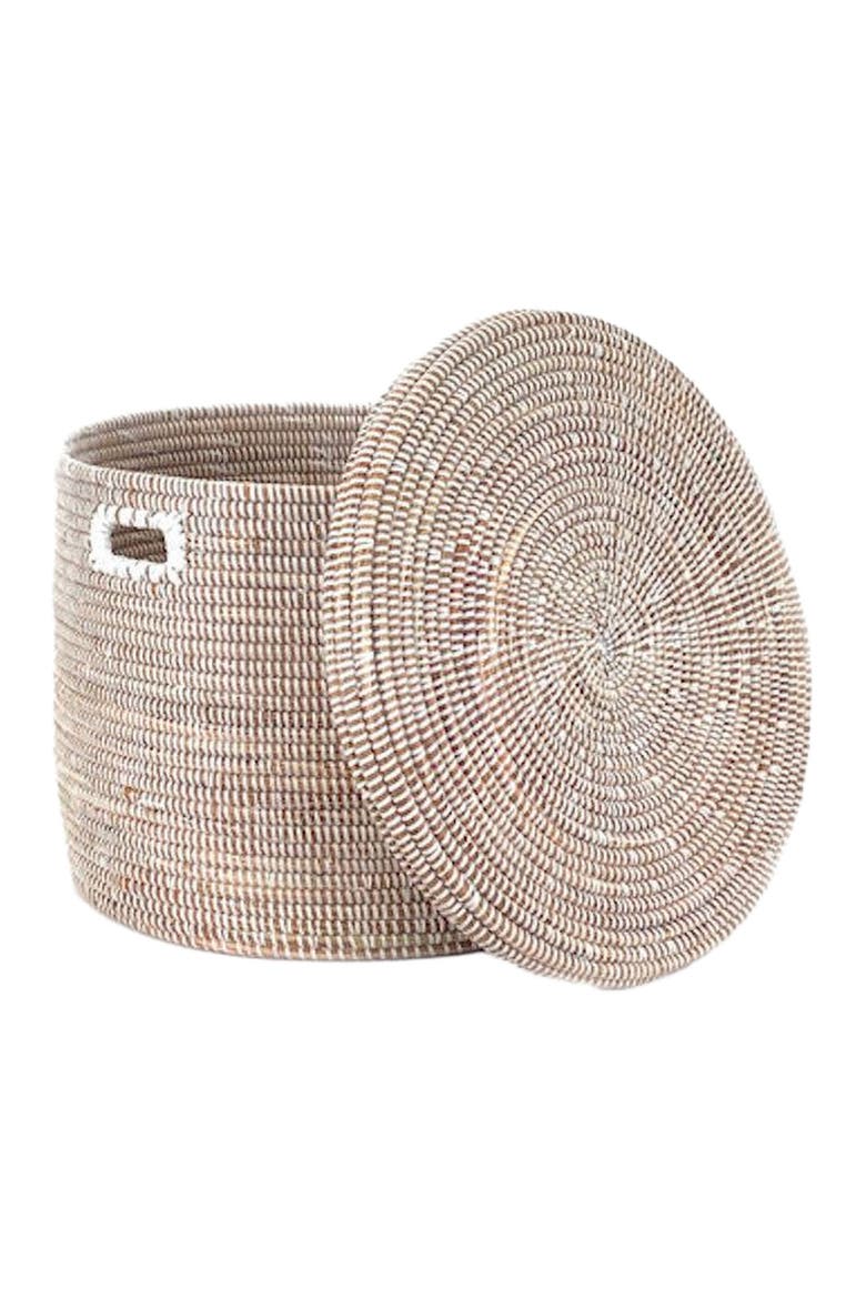 Flat Lid Storage Basket Monochrome Low Storage, Alternate, color, White