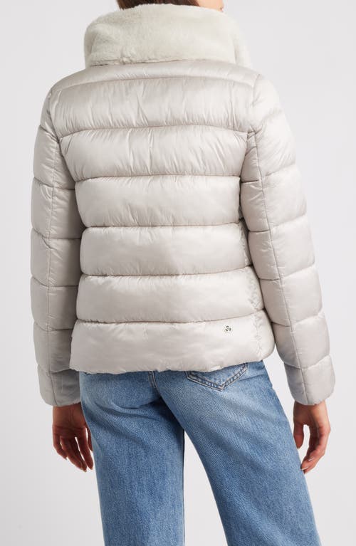 Save The Duck Mei Faux Fur Collar Waterproof Quilted Jacket In Gray