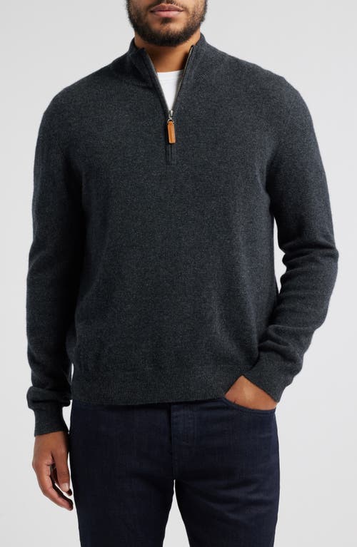 Lorenzo Uomo Men's Quarter Zip Wool & Cashmere Sweater in Dark Grey 