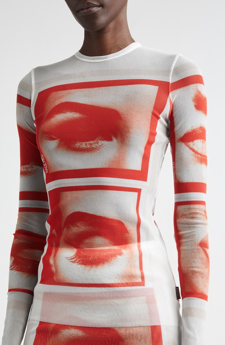 Jean Paul Gaultier Re-Edition Eye Print Mesh T-Shirt, Alternate, color, White/ Red/ Light Orange