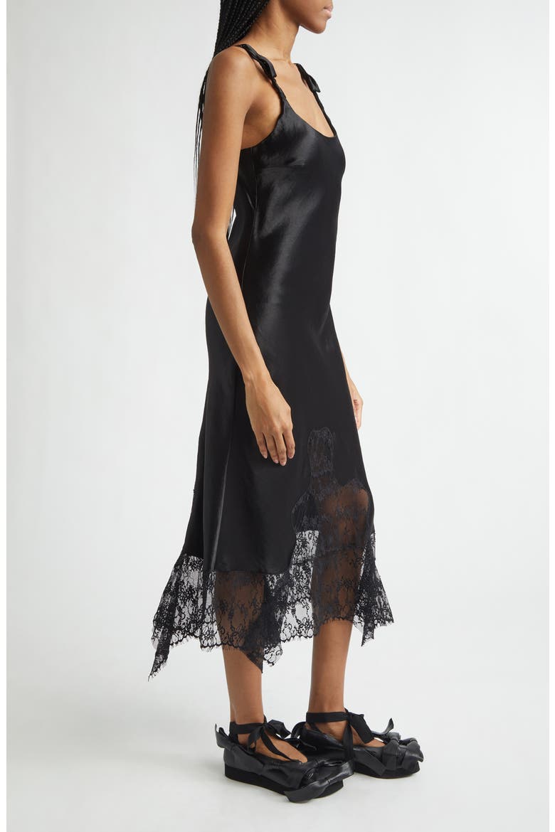 Cypress Painted Daisy Lace Trim Slipdress, Alternate, color, BLACK