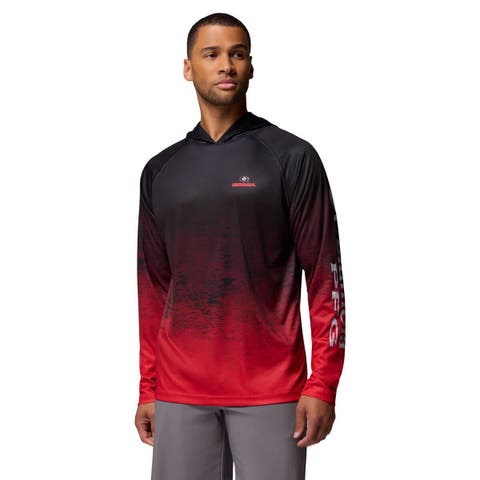 Men's Columbia  Black Georgia Bulldogs PFG Gradient Water Super Terminal Tackle Hoodie Omni-Wick T-Shirt