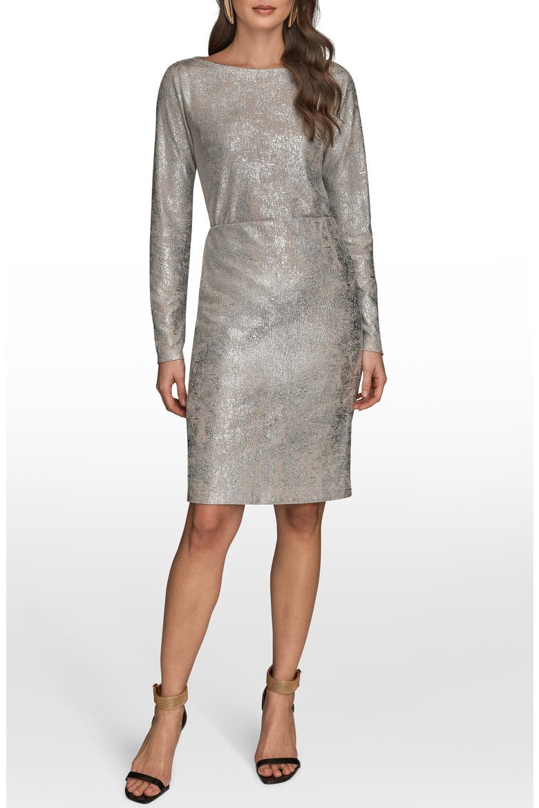 Metallic Foil Pencil Skirt, Alternate, color, VAPOR/ GOLD
