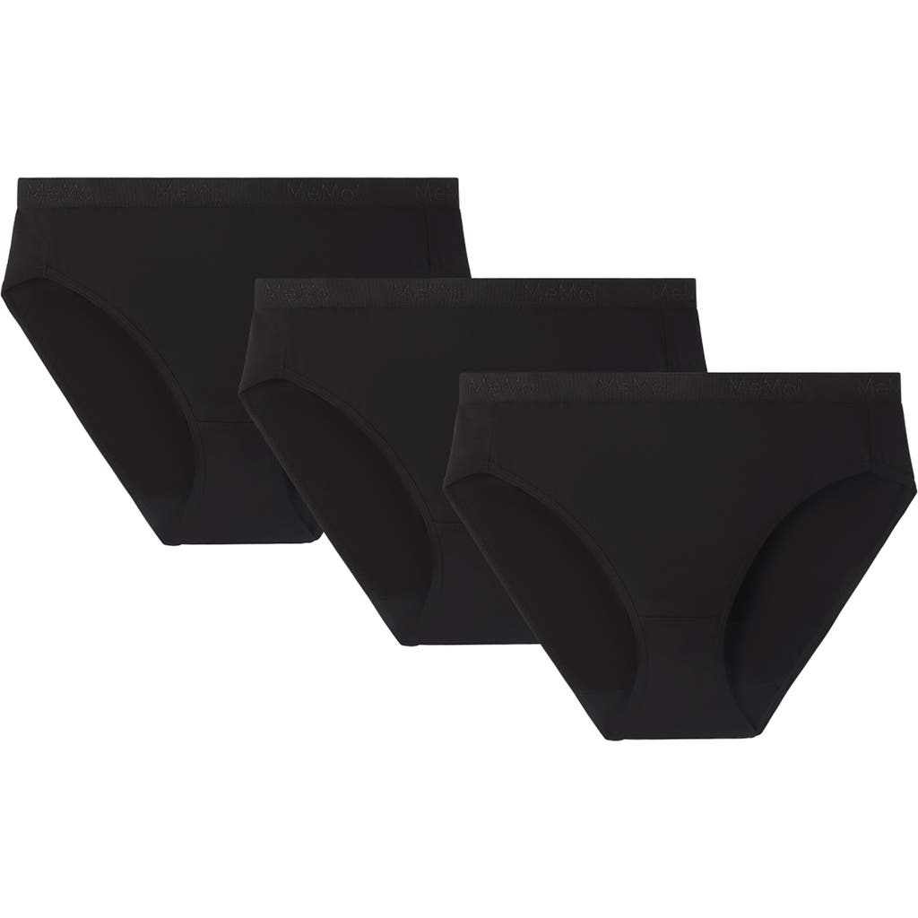 Memoi 3-pack Stretch Cotton Hipster Briefs In Black