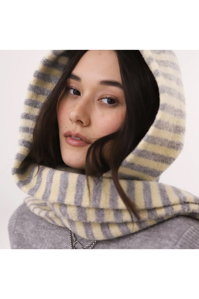 Hooded Scarf, Alternate, color, Heather Grey stripe