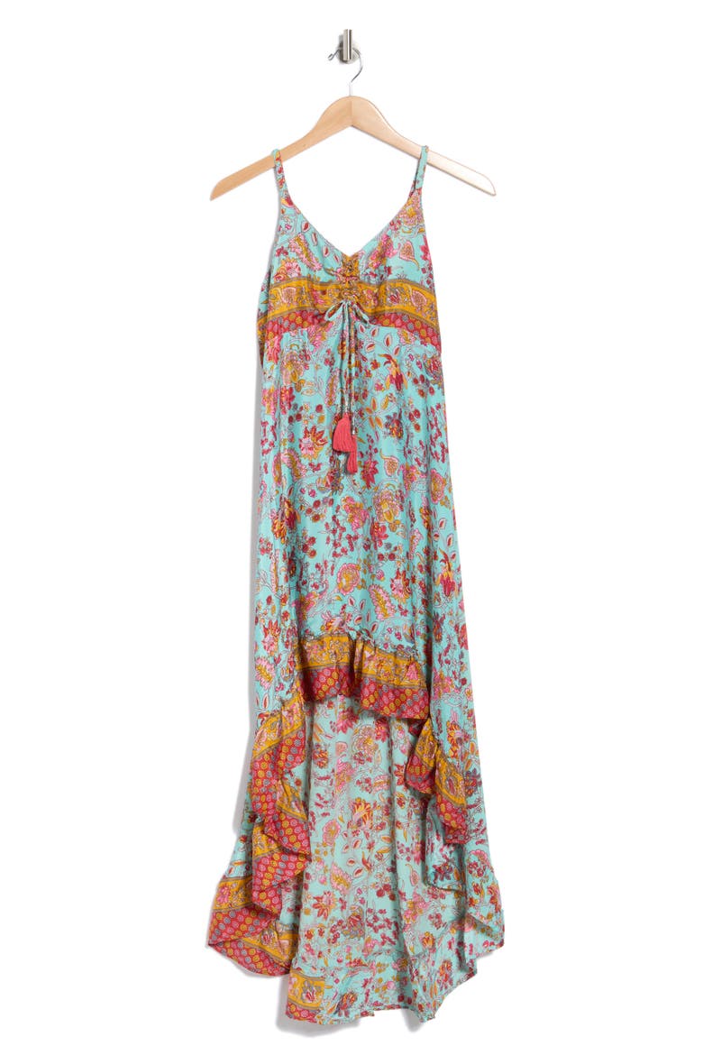 Strappy High Low Dress, Alternate, color, BLUE/ PINK