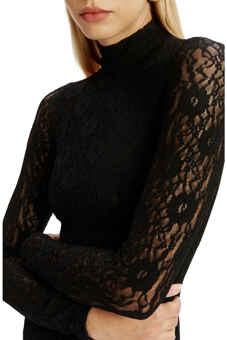 Harlyn Long Sleeve Lace Maxi Dress, Alternate, color, BLACK