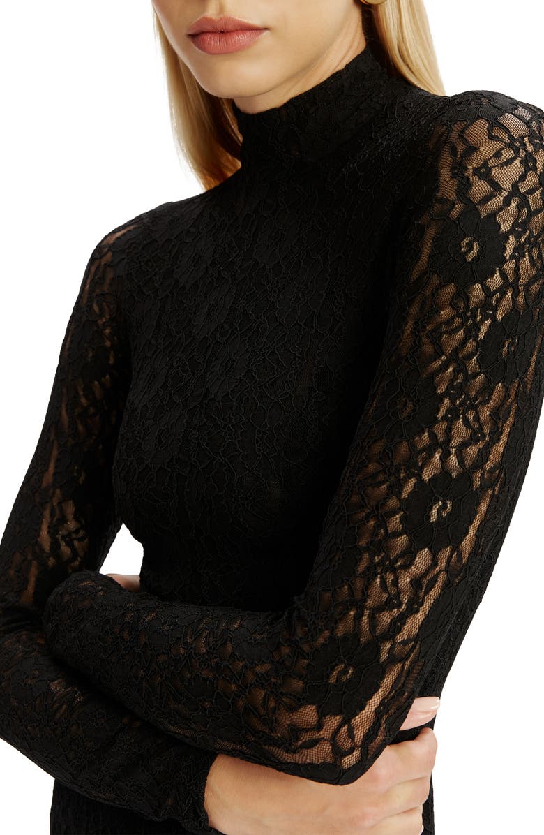 Bardot Harlyn Long Sleeve Lace Maxi Dress, Alternate, color, Black