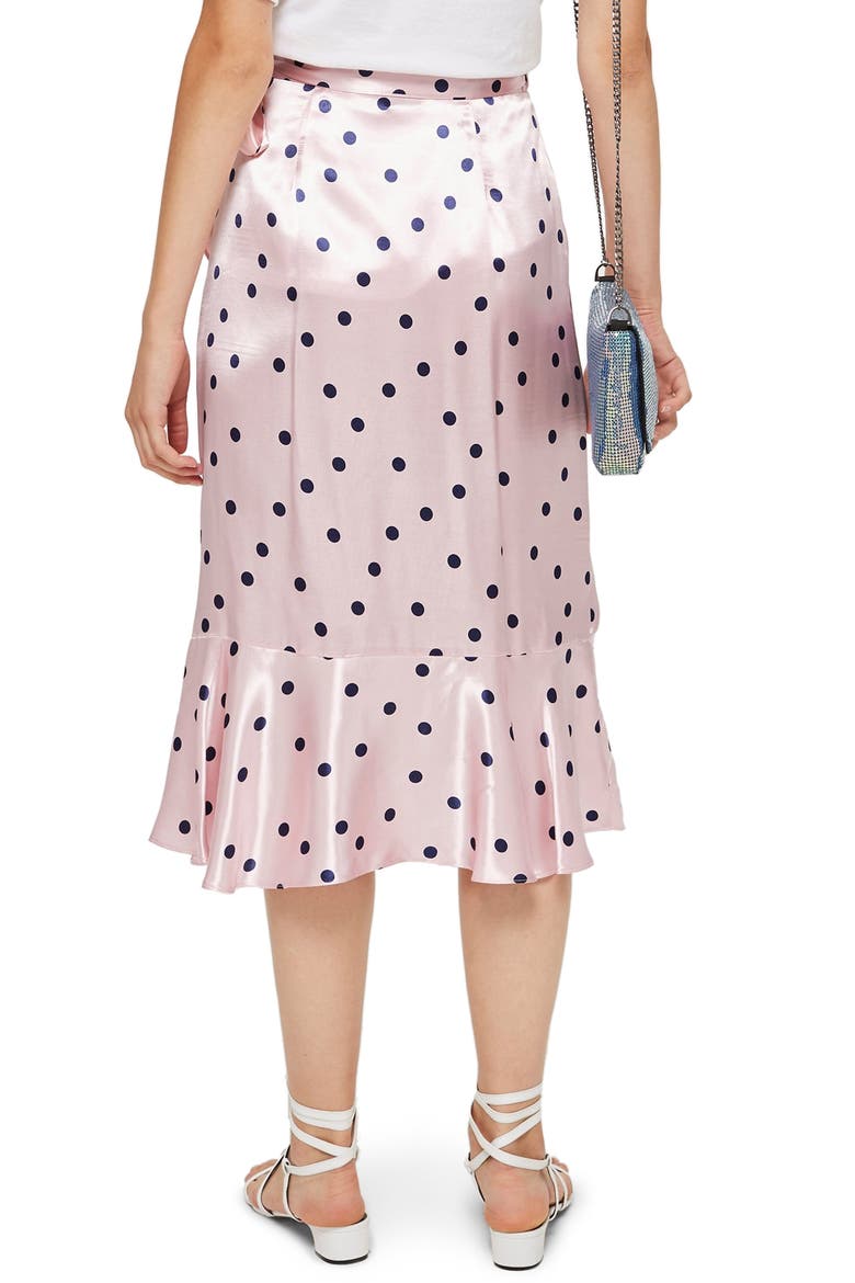 Satin Spot Ruffle Skirt, Alternate, color, PINK MULTI
