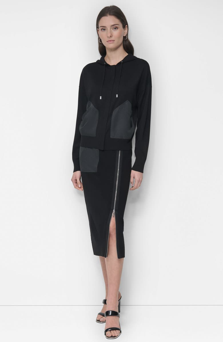 DKNY Mixed Media Hoodie, Alternate, color, 