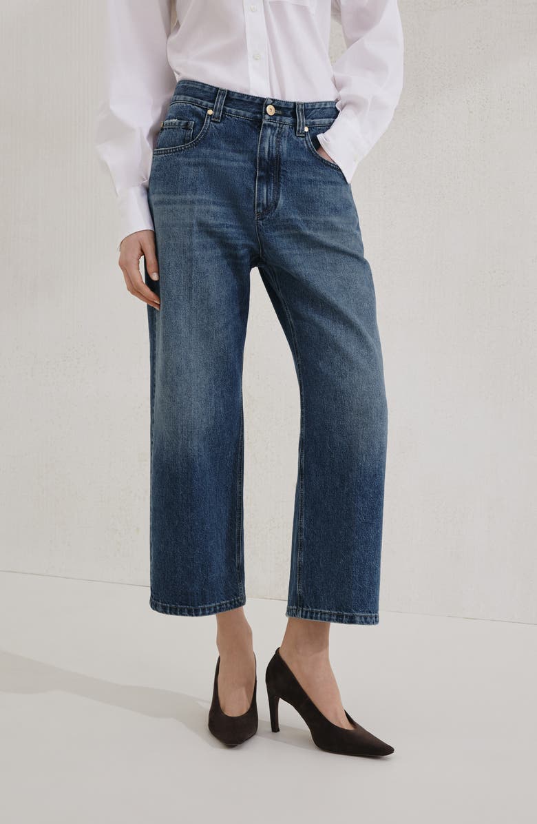 Brunello Cucinelli Contemporary square trousers, Alternate, color, Denim