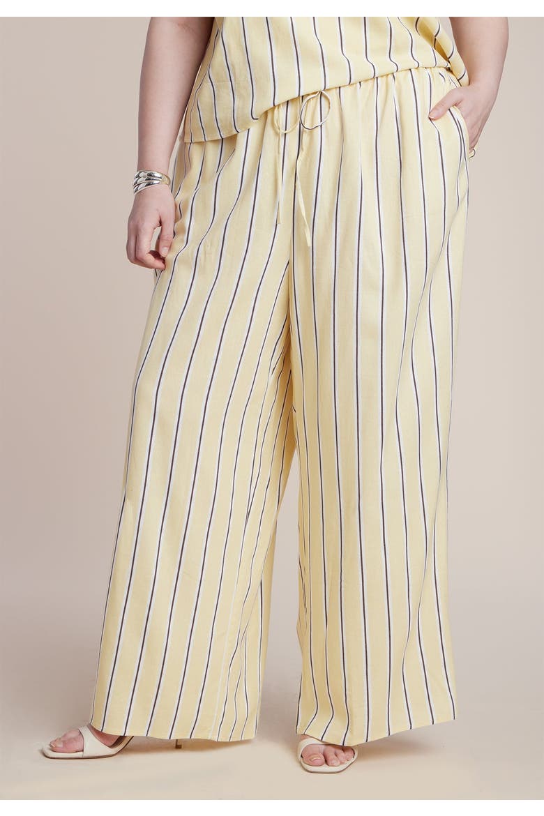 Drawstring Wide Leg Linen Pant, Alternate, color, SUNLIGHT STRIPE