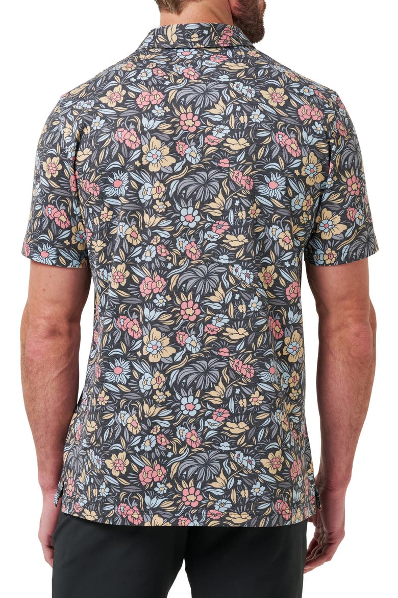 Featherweight Day Floral Piqué Polo, Alternate, color, BLACK