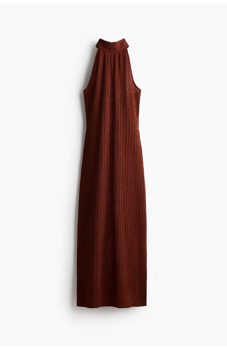 H&M Crinkled Sleeveless Dress, Alternate, color, Rust Brown