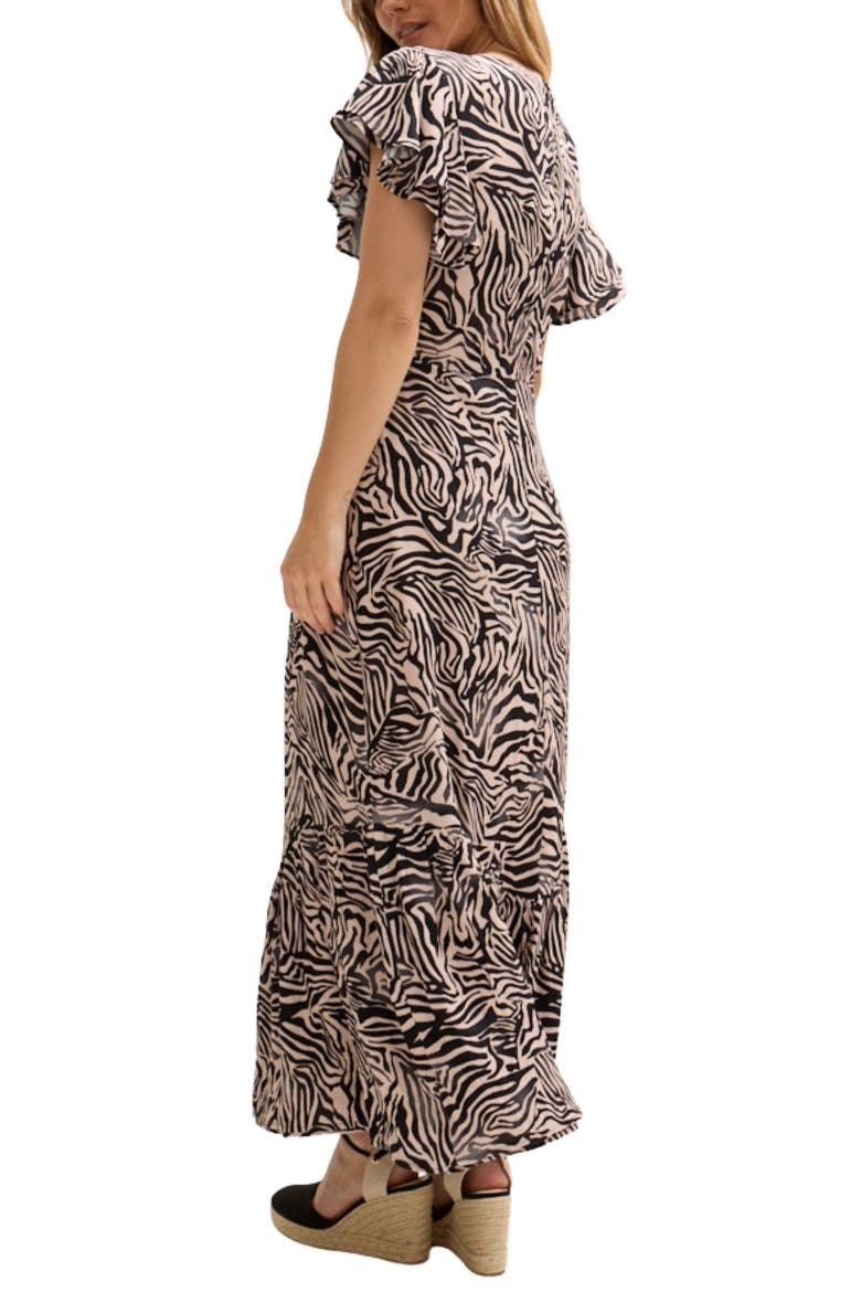 Zelda Tiered Zebra Print Maxi Dress, Alternate, color, Black