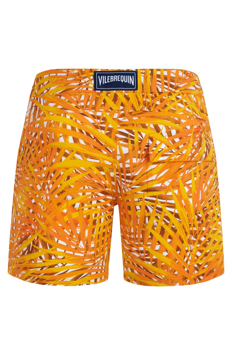Vilebrequin Men's Palm Leaves Stretch Flat Belted Swim Shorts, Alternate, color, Mangue