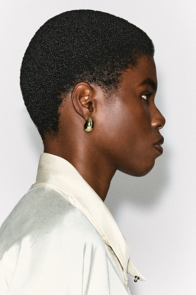 Curved Domed Earrings, Alternate, color, GOLD