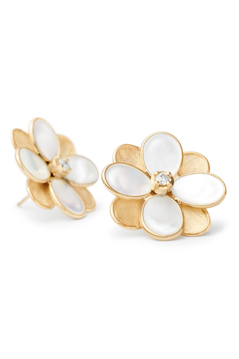 Petali Diamond Flower Stud Earrings, Main, color, GOLD