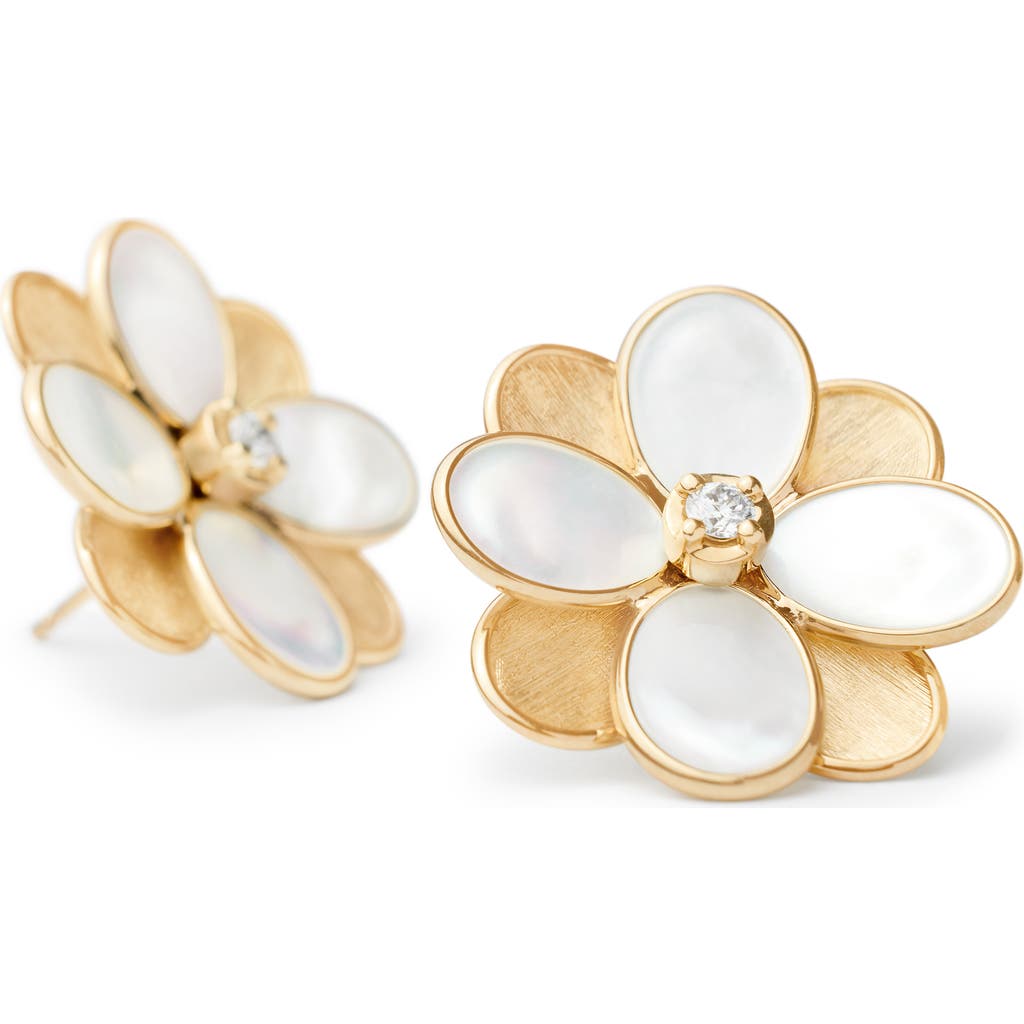 Marco Bicego Petali Diamond Flower Stud Earrings In Gold