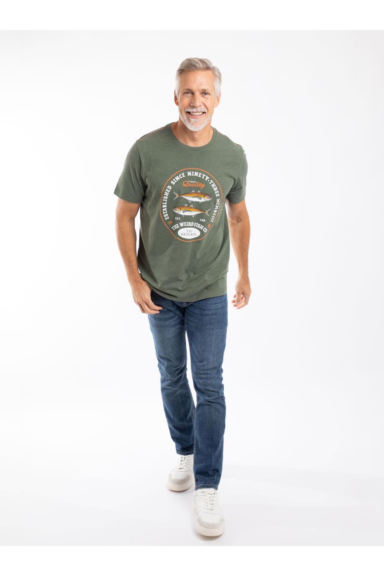 Fish Stamp Front Print Graphic T-Shirt, Alternate, color, Basil