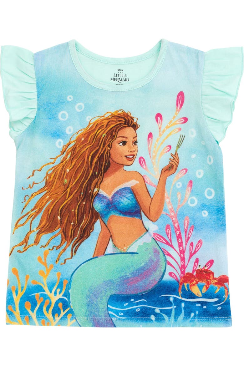 The Little Mermaid Princess Ariel 2-Piece T-Shirt and Shorts Set, Alternate, color, Mint Ariel Sebastian