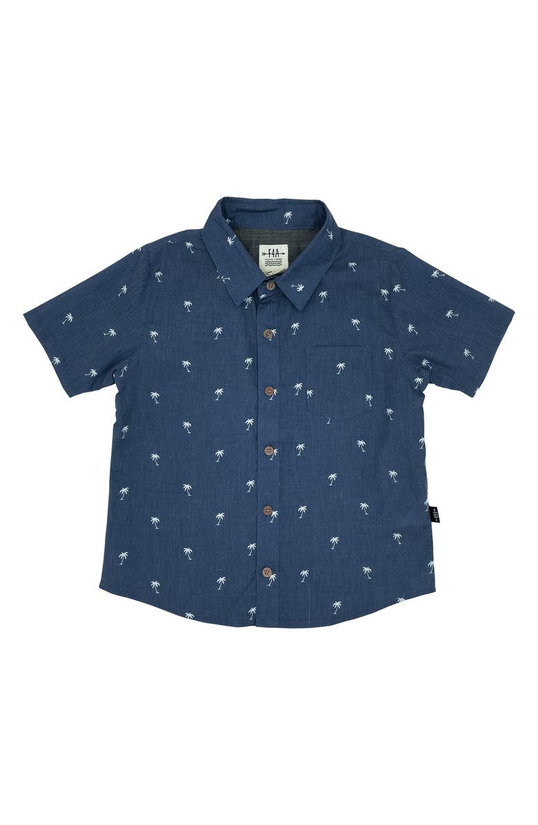 Feather 4 Arrow Island Palm Short Sleeve Button-Up Shirt, Main, color, 
