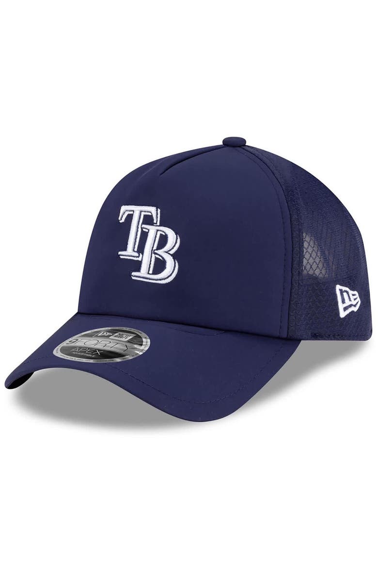 Men's New Era Navy Tampa Bay Rays 2026 Batting Practice Apex 9FORTY Adjustable Trucker Hat, Main, color, Navy