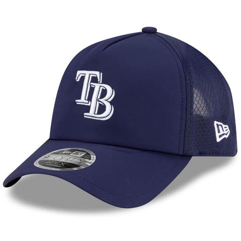 Men's New Era Navy Tampa Bay Rays 2026 Batting Practice Apex 9FORTY Adjustable Trucker Hat
