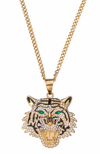 EYE CANDY LOS ANGELES Men's Premium Collection Tiger Head Pendant Necklace