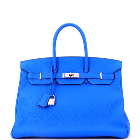 Birkin Handbag Bicolor Clemence with Palladium Hardware 35