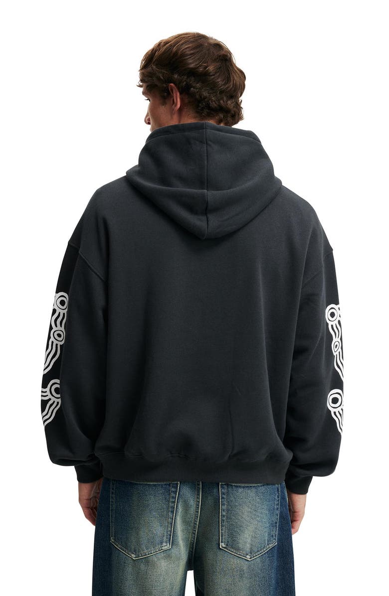 Cotton On Men's Tylah Saunders Box Fit Hoodie, Alternate, color, Washed Black Place Of