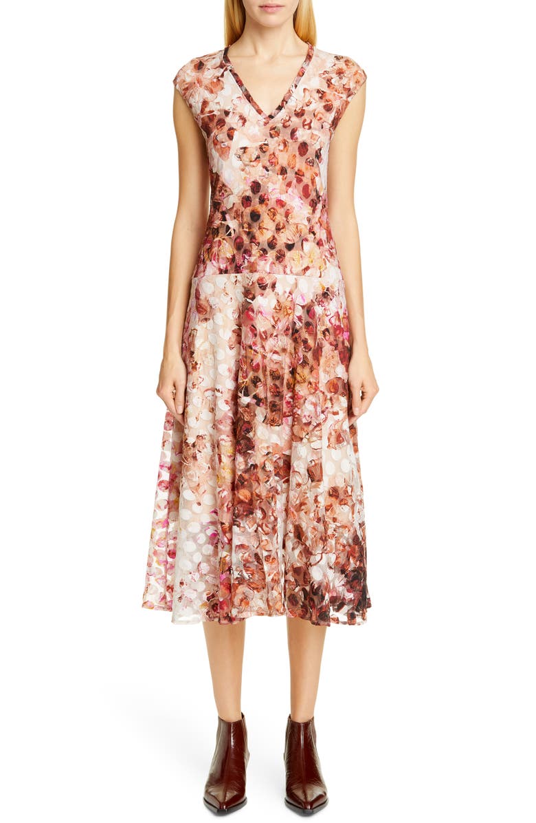 Fuzzi Abstract Dot Midi Dress, Main, color, 