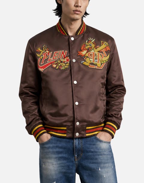 Satin Bomber Plein Dragon Stones Men