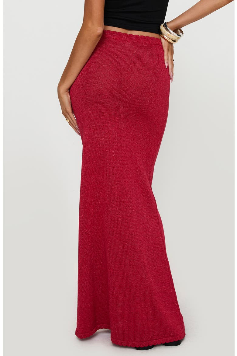 Hugs Kisses Metallic Knit Maxi Skirt, Alternate, color, RED
